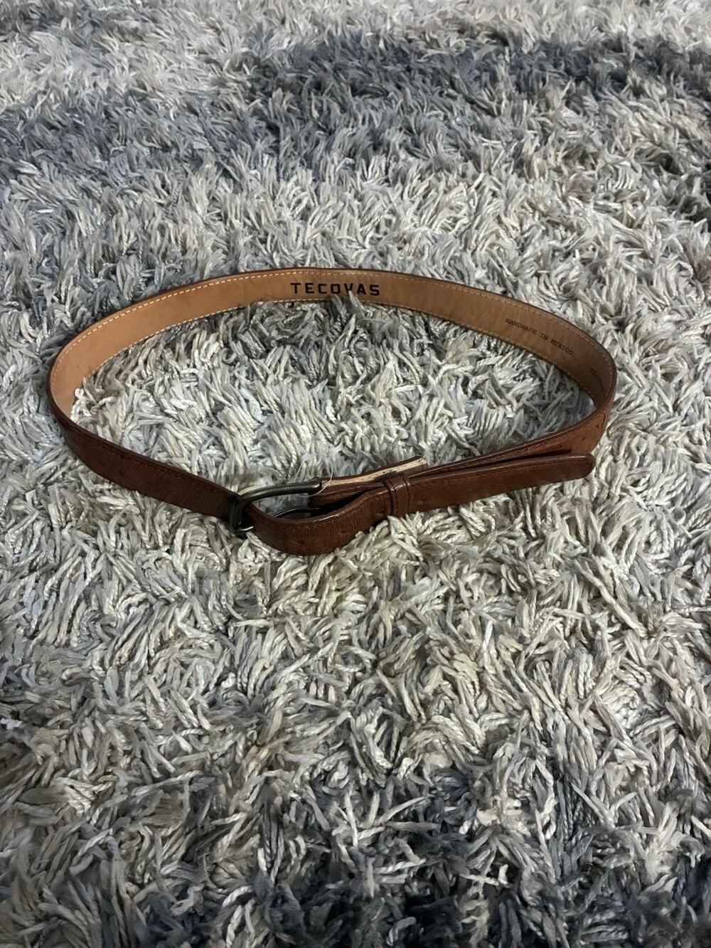 Tecovas Brown Genuine Ostrich Leather Belt Men’s Size 34 - 5 Hole - Handmade